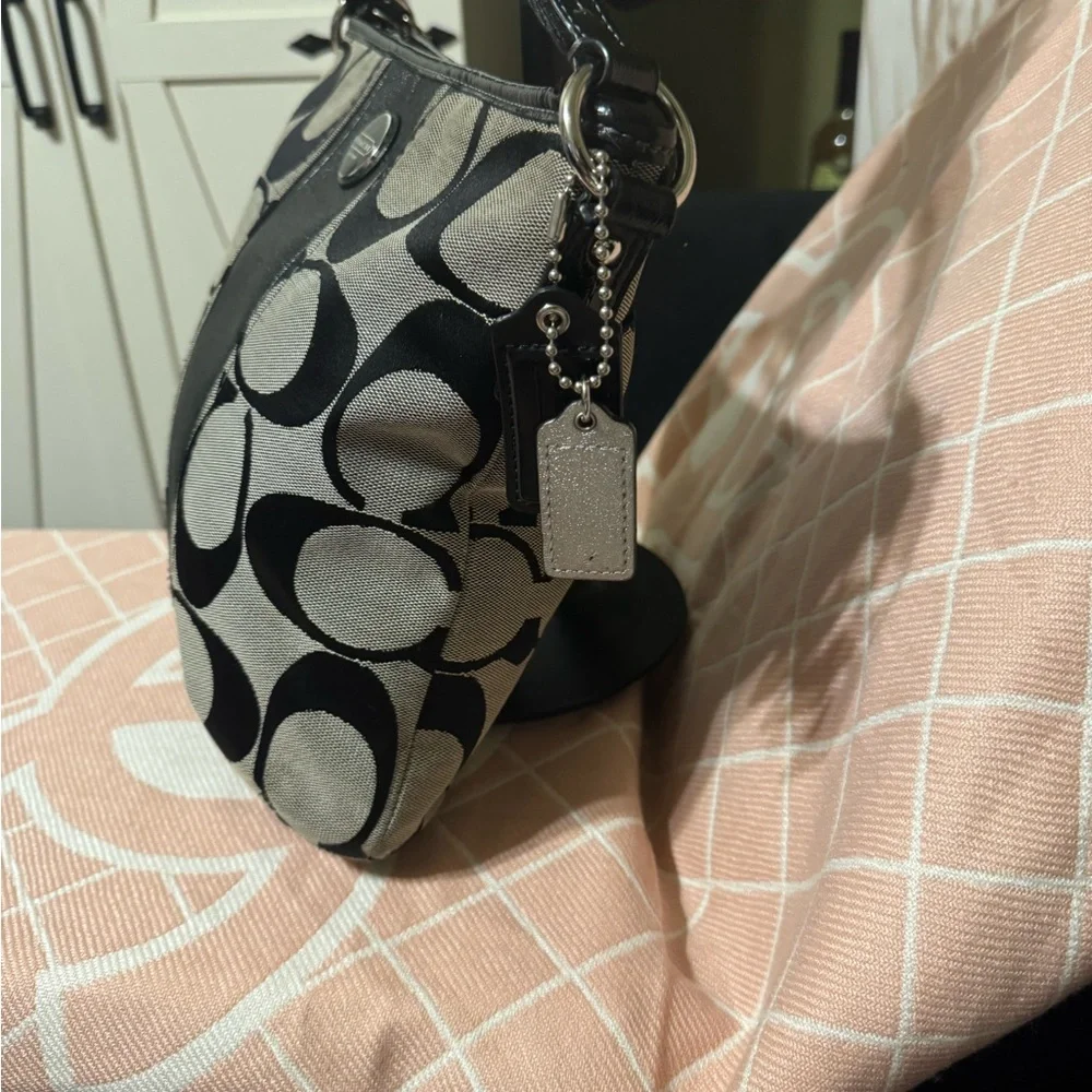 Coach Signature Black and Gray Crossbody Bag - Picture 2 of 4